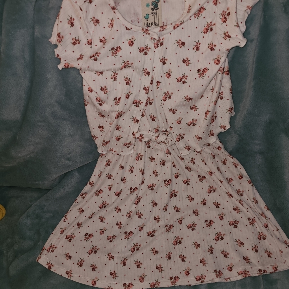 Lily Bleu Pink Flutter Sleeve Scoop Neck Sundress With Short Sleeve Sweater